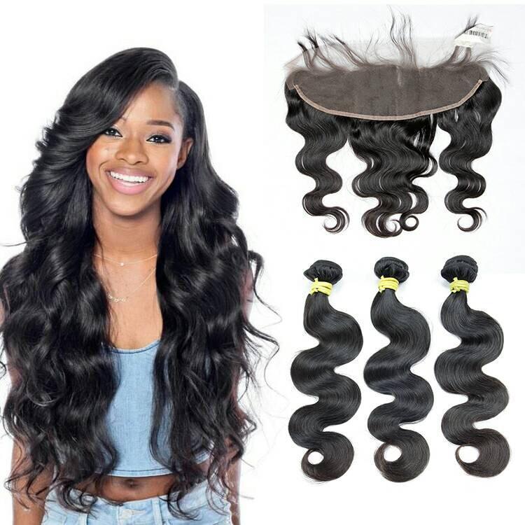 Lace front wirh 3 bundles of Peruvian hair/ lot lace front et 3 paquets de Péruvienne