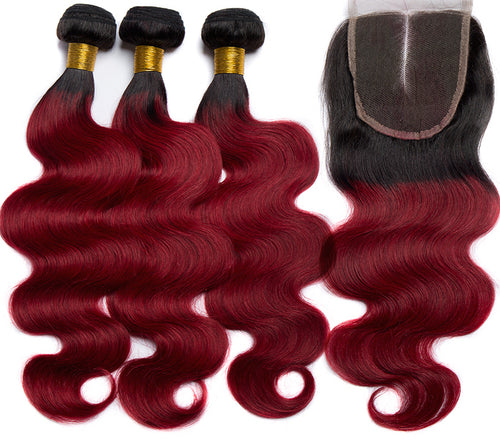 Burgundy Dark Wine Red  Body Wave
